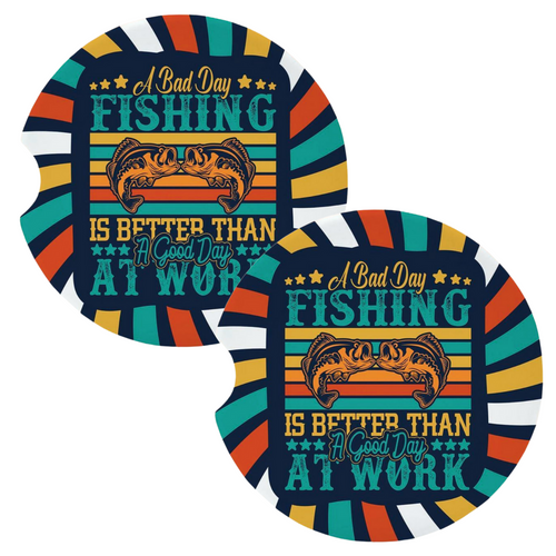 A Bad Day Fishing Better Than Day At Work Coasters for Car Cup Holders Set of 2