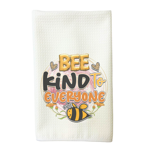 Be Kind to Everyone Honey Bee Microfiber Waffle Weave Kitchen Dish Towel