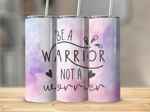 Be a Warrior Not a Worrier Christian 20 Oz Skinny Metal Tumbler w/Lid and Straw