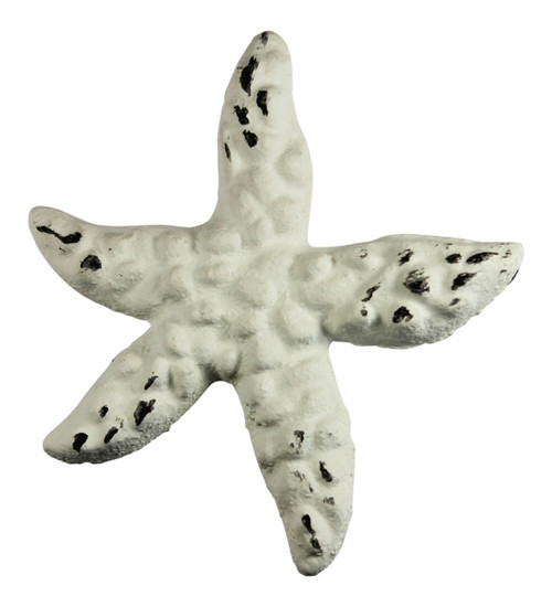 Whitewashed Starfish Drawer Pull Painted Cast Iron Distressed Finish