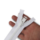 Lenzip® #10 White Separating Molded Tooth Zipper (Delrin® Double Pull Slider)