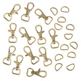 Swivel Hooks & D-Rings 1/2" Antique Brass (12 sets)