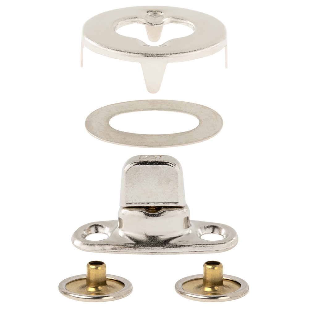 DOT® Twist-Lock Fastener Button Back Cloth-to-Cloth Set (Nickel-Plated Brass)