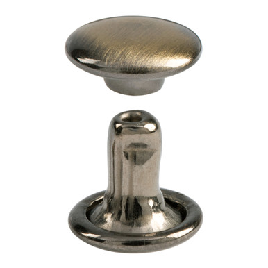 Large Back Rivets Caps Double-Cap Rivets 6mm Post Length x 8mm Cap Antique Brass (24 pack ...
