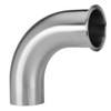 2 in. Polished 90° Clamp x Weld Elbow - L2CM - 316L Stainless Steel Sanitary Butt Weld Fitting (3-A) Side View