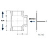 Black Malleable Iron Reducing Tees Drawing Reference - B15033RT1020014014C