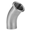 1 in. Tube OD - Clamp x Weld End - L2KM Polished 45 Degree Elbow - 304 Stainless Steel Sanitary Butt Weld Fitting (3-A) (0.065" Wall Thickness)