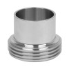 2-1/2 in. Tube OD - Long Threaded Bevel Seat Ferrule - 15A - 316L Stainless Steel Sanitary Fitting