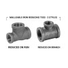 2 Styles - Malleable Iron Reducing Tees - Reducing on Branch, Reducing on Run - REF: G34RT1020004020C