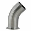 1 in. Polished 45° Clamp x Weld Elbow (L2KM) 316 Stainless Steel Sanitary Butt Weld Fitting (3-A) View 2