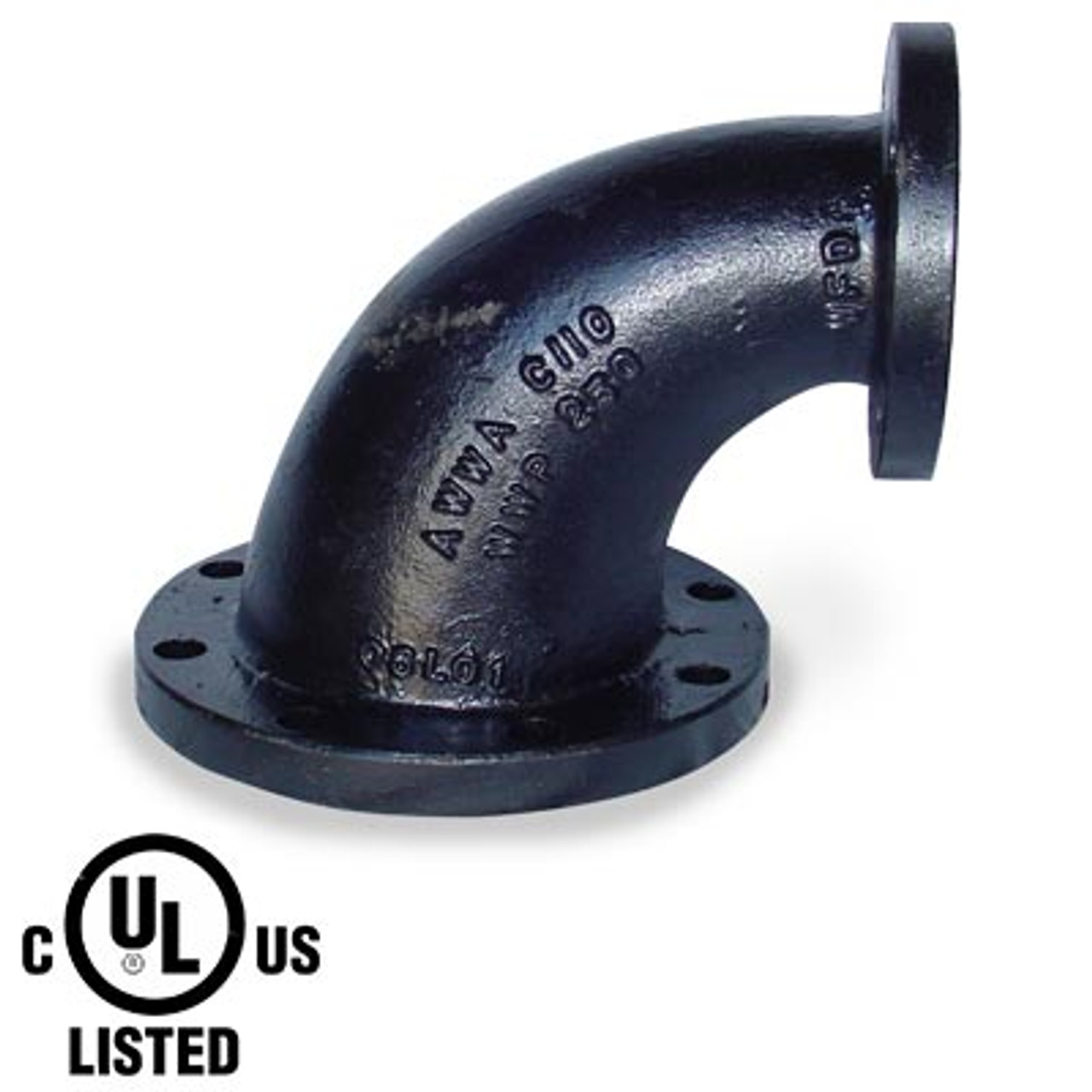 150 Ductile Iron Flanged Pipe Fittings 6 X 4 90 Degree Reducing Elbow 