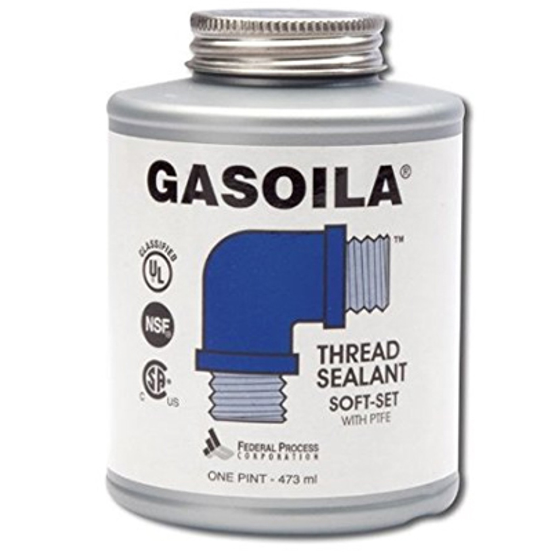 1 Pint Gasoila Soft Set PTFE Thread Sealant with Brush, NSF Approved