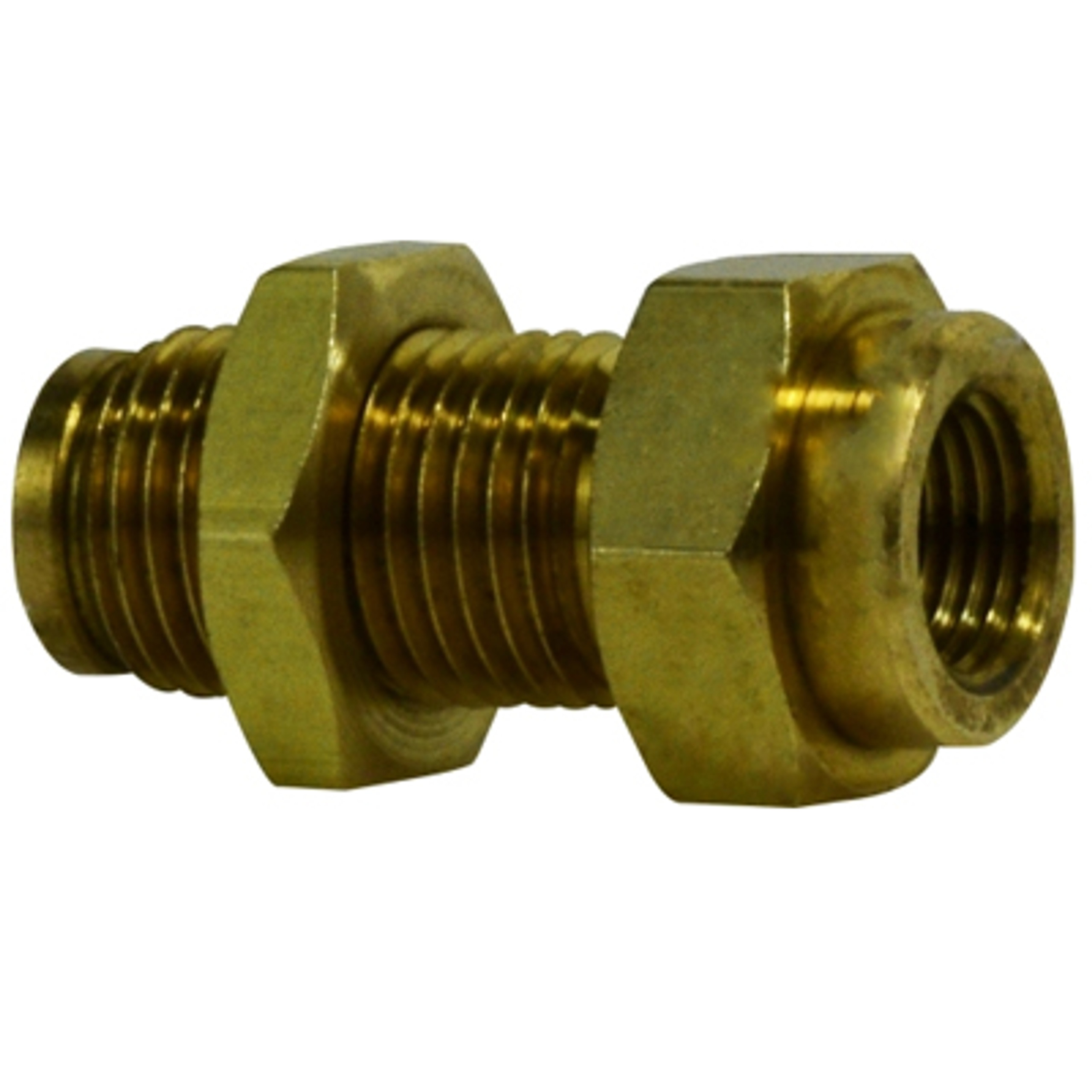 3/8" Tube OD x 1/4" Female NPTF, PushIn Female Bulkhead Union, Brass