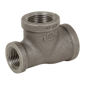 1-1/2 in. x 1/2 in. x 3/4 in. NPT Threaded Reducing Tee - 150# Black Malleable Iron Pipe Fitting (On Run & Branch) - UL/FM
