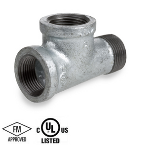 1/2 in. NPT Threaded - Service Tee - 150# Malleable Iron Galvanized Pipe Fitting - UL/FM