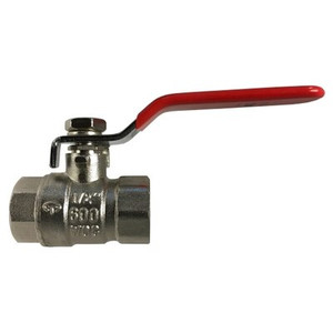 1-1/4 in. 600 WOG Full Port Ball Valve, Nickel Plated Forged Brass Body, WSP 150 PSI, PTFE Ball Seats, Steel Handle