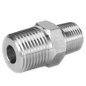 1/2 in. x 3/8 in. NPT Threaded - Reducing Hex Nipple - 316 Stainless Steel High Pressure Instrumentation Fitting (PSIG=7,5000)