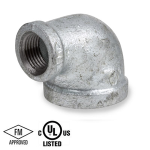 3/4 in. x 3/8 in. Galvanized Pipe Fitting 150# Malleable Iron Threaded 90 Degree Reducing Elbow, UL/FM