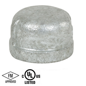 2 in. NPT Threaded - Cap - 150# Malleable Iron Galvanized Pipe Fitting - UL/FM