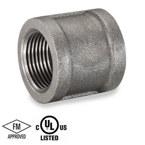 1/4 in. Black Pipe Fitting 150# Malleable Iron Threaded Banded Coupling, UL/FM