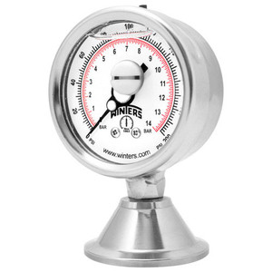 3A 4 in. Dial, 1.5 in. Seal, Range: 30/0/150 PSI/BAR, PAG 3A FBD Sanitary Gauge, 4 in. Dial, 1.5 in. Tri, Bottom