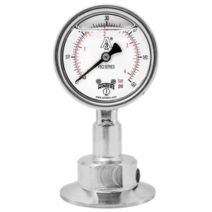 4 in. Dial, 1.5 in. BTM Seal, Range: 0-1000 PSI/BAR, PSQ 3A All-Purpose Quality Sanitary Gauge, 4 in. Dial, 1.5 in. Tri, Bottom