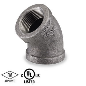 3/4 in. Black Pipe Fitting 150# Malleable Iron Threaded 45 Degree Elbow, UL/FM