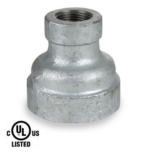 1-1/2 in. x 1/2 in. NPT Threaded - Reducing Coupling - 300# Malleable Iron Galvanized Pipe Fitting - UL Listed