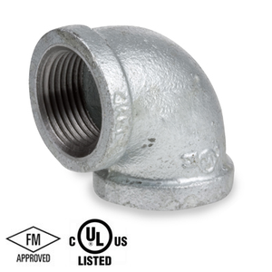 3 in. NPT Threaded - 90 Degree Elbow - 150# Malleable Iron Galvanized Pipe Fitting - UL/FM