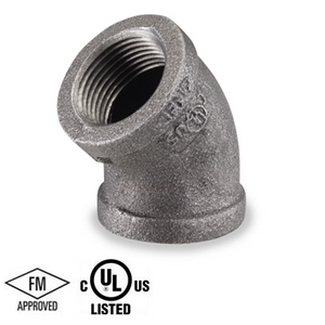 2 in. Black Pipe Fitting 150# Malleable Iron Threaded 45 Degree Elbow, UL/FM