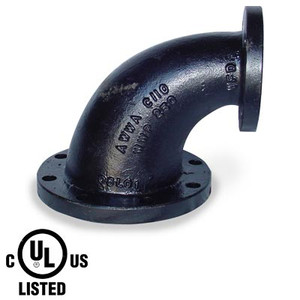 8 in. x 6 in. 90 Degree Reducing Elbow - 150 LB Ductile Iron Flanged Pipe Fitting