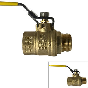 1 in. 600 WOG, Male x Female (M x F), Locking Handle Ball Valve, Forged Brass Body. UL