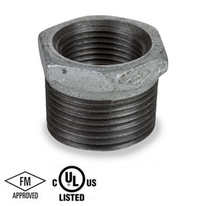 3/4 in. x 3/8 in. NPT Threaded - Hex Bushing - 150# Malleable Iron Galvanized Pipe Fitting - UL/FM