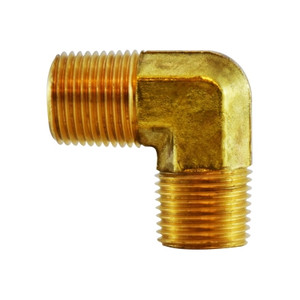 3/8 in. 90 Degree Male Elbow - MIP x MIP - NPTF Threads - Forged Brass Pipe Fitting - 1200 PSI Max - Brass Pipe Fitting