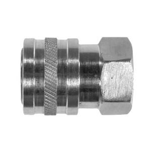 3/8 in. Female Stainless Steel Coupler, Straight Through Style, Pneumatic Quick Disconnect, 6000 PSI
