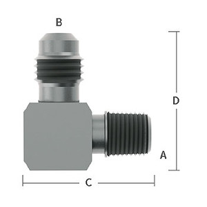 3/8 in. MNPT x 1/4 in. (7/16-20) Male Flare Adapter Elbow, 303/304 Comb. Stainless Steel Beverage Fitting