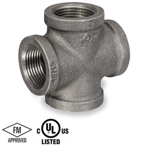 3/4 in. Black Pipe Fitting 150# Malleable Iron Threaded Cross, UL/FM