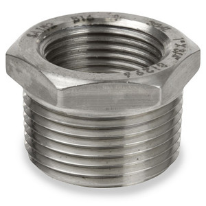 1 in. x 1/4 in. NPT Threaded - Hex Bushing - 150# Cast 304 Stainless Steel Pipe Fitting