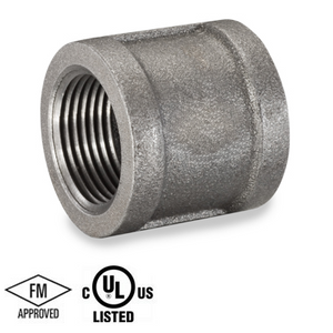 1-1/2 Black Pipe Fitting 150# Malleable Iron Threaded Right and Left Coupling, UL/FM