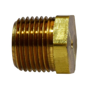 1 in. Solid Hex Head Plug, (MIP) NPTF Threads, 1000 PSI Max, Brass, Pipe Fitting
