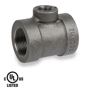 1-1/4 in. x 1 in. Black Pipe Fitting 300# Malleable Iron Threaded Reducing Tee, UL Listed