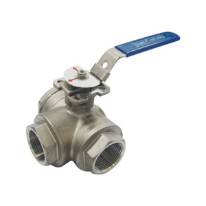 1-1/4 in. 3 Way L Port 316 Stainless Steel Ball Valve 1000 WOG NPT