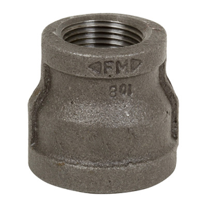 6 in. x 2 in. Black Pipe Fitting 150# Malleable Iron Threaded Reducing Coupling, UL/FM
