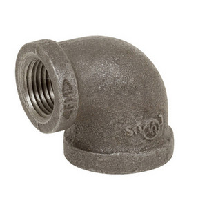2 in. x 1-1/4 in. NPT Threaded 90 Degree Reducing Elbow - 150# Black Malleable Iron Pipe Fitting - UL/FM