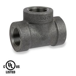 1/4 in. Black Pipe Fitting 300# Malleable Iron Threaded Tee, UL Listed