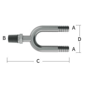 3/8 in. Barb x 1/4 in. NPT U-Bend Manifold Stainless Steel - Low Pressure Beverage System Fitting
