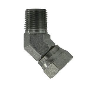 3/8 in. x 1/4 in. Male to Female NPSM 45 Degree Pipe Elbow Swivel Adapter Steel Hydraulic Adapters