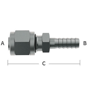 5/16 in. Tube x 1/4 in. Barb, Tube Compression to Hose Barb 303 Stainless Steel Beverage Fitting