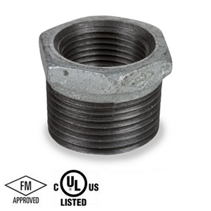 1-1/4 in. x 1/4 in. NPT Threaded - Hex Bushing - 150# Malleable Iron Galvanized Pipe Fitting - UL/FM