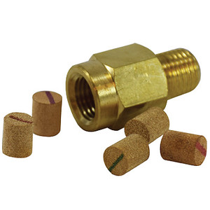 1/4 in. Pressure Snubber, Porosity: 10 um 9000 PSI, Brass Body, Includes: 5 different porosity elements per package